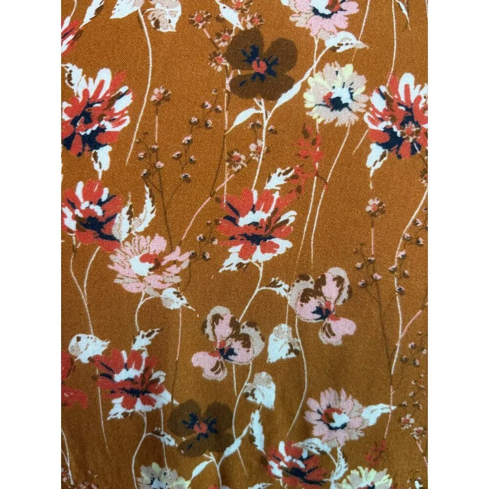 Naja Lauf Dress Size S/M Sheath Mustard Floral‎ Print Lagonlook Copenhagen